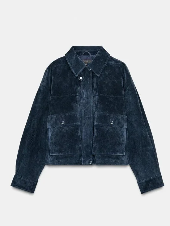 ZARA 100% LEATHER BOMBER JACKET - Picture 9 of 11